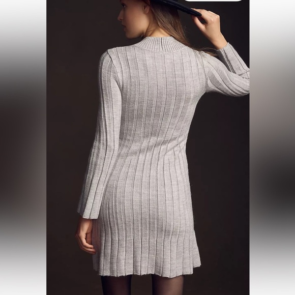 Anthropologie Long-Sleeve A-Line Sweater Mini Dress - Picture 1 of 15